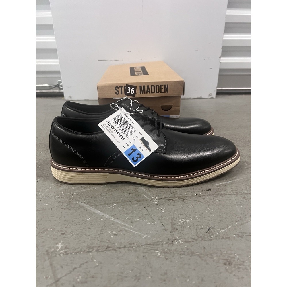 Steve‎ Madden P-Jansen Men's Black Casual Lace-Up Oxford Shoes 13 Comfort Style